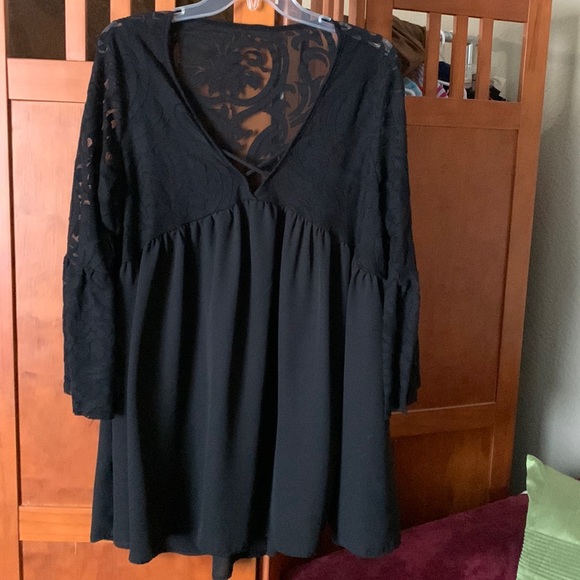 Dresses & Skirts - Gorgeous Lattice Front Bell Sleeve Flare Dress